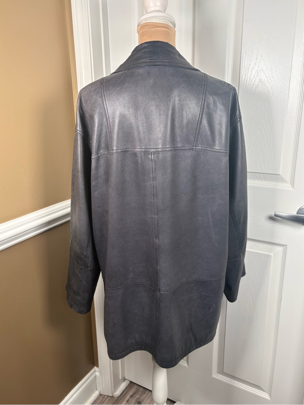 Yves Saint Laurent Vintage Lambskin Leather Coat Size 14 Petite - Picture 5 of 16